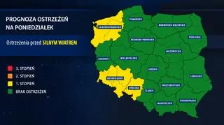 Prognoza ostrzeżeń IMGW na poniedziałek