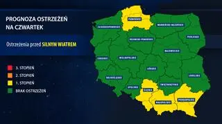 Prognoza ostrzeżeń na czwartek
