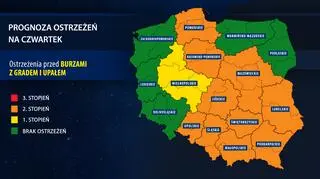 Prognoza ostrzeżeń na czwartek