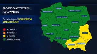 Prognoza ostrzeżeń na czwartek