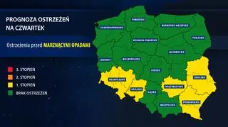 Prognoza ostrzeżeń na czwartek