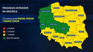 Prognoza ostrzeżeń na niedzielę