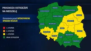 Prognoza ostrzeżeń na niedzielę (IMGW)