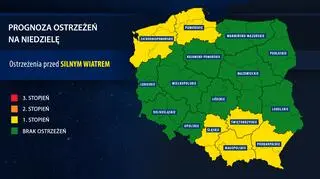 Prognoza ostrzeżeń na niedzielę