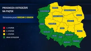 Prognoza ostrzeżeń na piątek (IMGW)