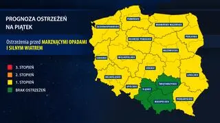 Prognoza ostrzeżeń na piątek