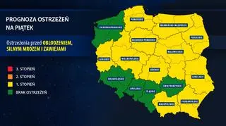 Prognoza ostrzeżeń na piątek