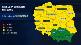 Prognoza ostrzeżeń na sobotę