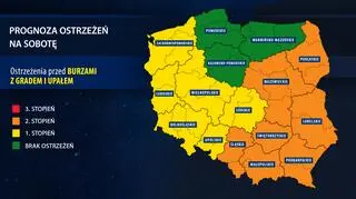 Prognoza ostrzeżeń na sobotę