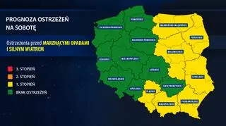 Prognoza ostrzeżeń na sobotę
