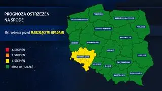 Prognoza ostrzeżeń na środę