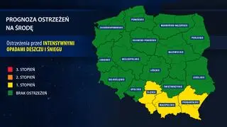 Prognoza ostrzeżeń na środę