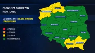 Prognoza ostrzeżeń na wtorek