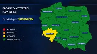 Prognoza ostrzeżeń na wtorek (IMGW)