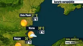Prognoza pogody dla kurortów w Bułgarii/ TVN Meteo
