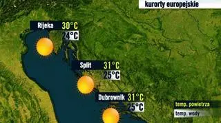 Prognoza pogody dla kurortów w Chorwacjii/ TVN Meteo