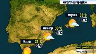Prognoza pogody dla kurortów w Hiszpanii, 17.09