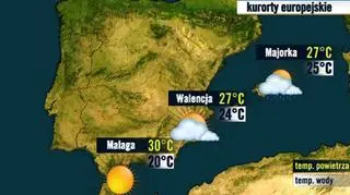 Prognoza pogody dla kurortów w Hiszpanii, 24.09