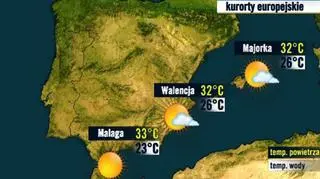 Prognoza pogody dla kurortów w Hiszpanii, 25.08