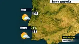 Prognoza pogody dla kurortów w Portugalii/ TVN Meteo