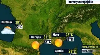 Prognoza pogody dla kurortów we Francji/ TVN Meteo