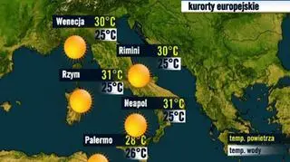 Prognoza pogody dla kurortów we Włoszech/ TVN Meteo