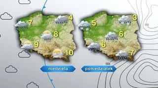 Prognoza pogody na niedzielę i poniedziałek 