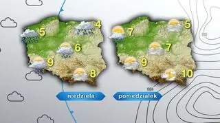 Prognoza pogody na niedzielę i poniedziałek