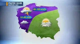 Prognoza pogody na piątkowy wieczór i noc