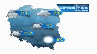 Prognoza pogody na wieczór we Wszystkich Świętych