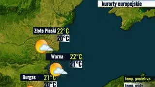 Prognoza pogody TVN Meteo dla kurortów w Bułgarii, 3.10 