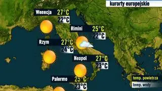 Prognoza pogody TVN Meteo dla kurortów we Włoszech, 1.10 