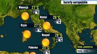 Prognoza pogody TVN Meteo dla kurortów we Włoszech, 3.10 