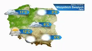 Prognoza pogody Wszystkich Świętych rano