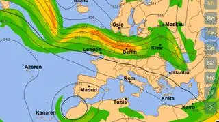 Prognoza prądów strumieniowych na środę (wetteronline.de)