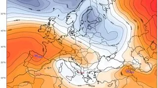 Prognoza średniego ciśnienia atmosferycznego na poziomie morza na najbliższe 10 dni w Europie (ClimateReanalyzer.org)