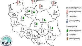 Prognoza średniej miesięcznej temperatury powietrza i miesięcznej sumy opadów atmosferycznych na maj 2021 r. (IMGW)