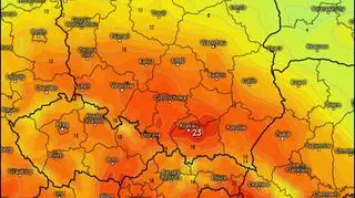 Prognoza temperatury maksymalnej na niedzielę 1 kwietnia według modelu ECMWF z piątku 23 marca (weather.us)