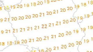 Prognoza temperatury maksymalnej na niedzielę, 2 kwietnia (model GFS)