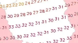 Prognoza temperatury na czwartek 20 lipca (model GFS)