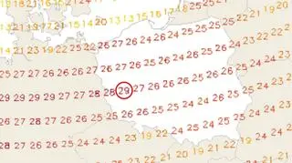 Prognoza temperatury na poniedziałek 29 maja (model GFS)
