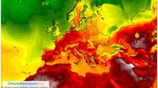 Prognoza temperatury na popołudnie 2 lipca – widać jęzor gorąca znad Afryki sięgający Hiszpanii, Francji, Niemiec i Polski