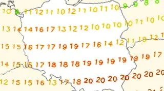 Prognoza temperatury na wtorek, 28 marca (model GFS)