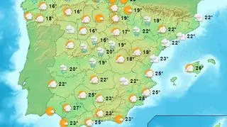 Prognoza temperatury w Hiszpanii na poniedziałek (tutiempo.net)