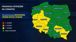 Prognoza zagrożeń IMGW na czwartek
