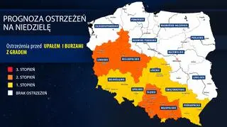 Prognoza zagrożeń IMGW na niedzielę