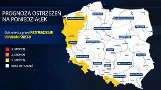 Prognoza zagrożeń IMGW na poniedziałek