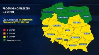 Prognoza zagrożeń IMGW na środę