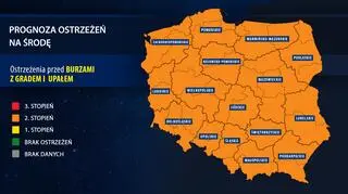 Prognoza zagrożeń IMGW na środę