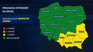 Prognoza zagrożeń IMGW na środę